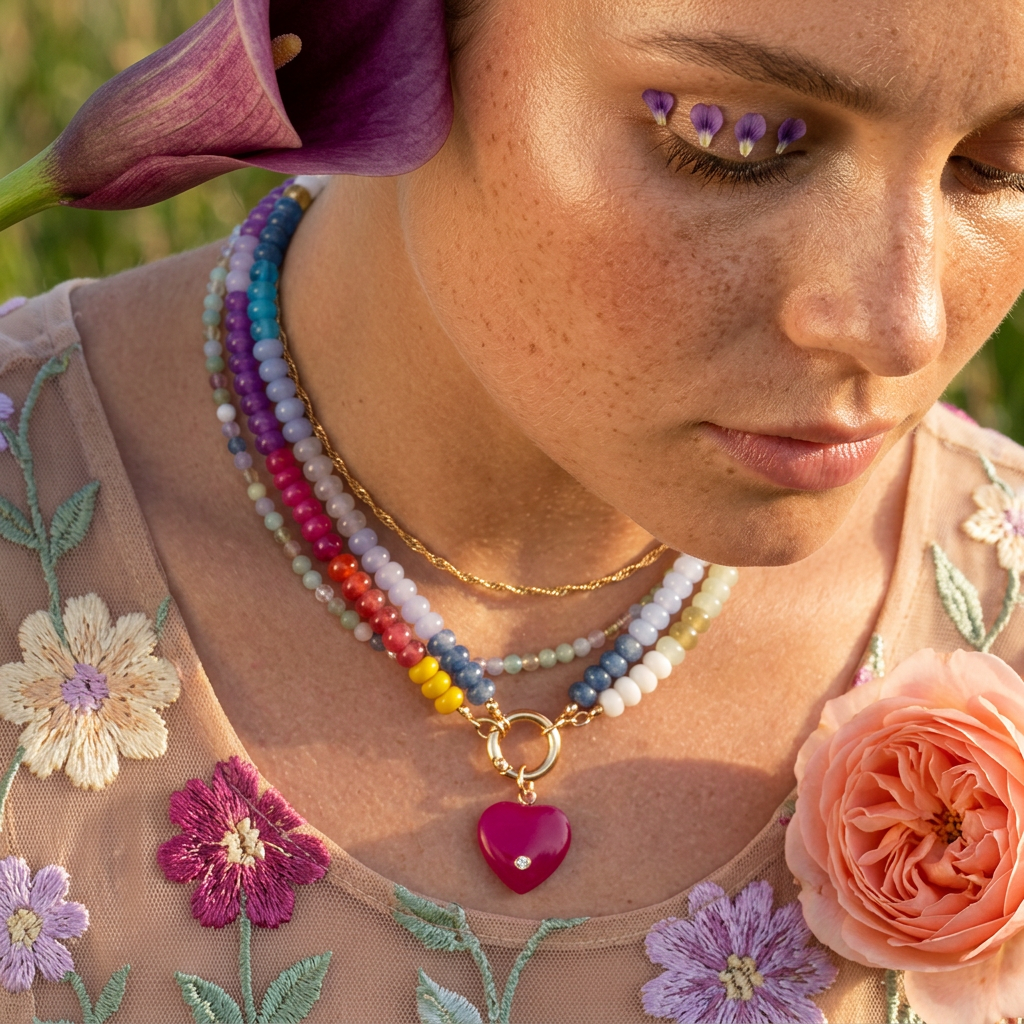 Gaelia Rose Gold Heart Pendant Necklace